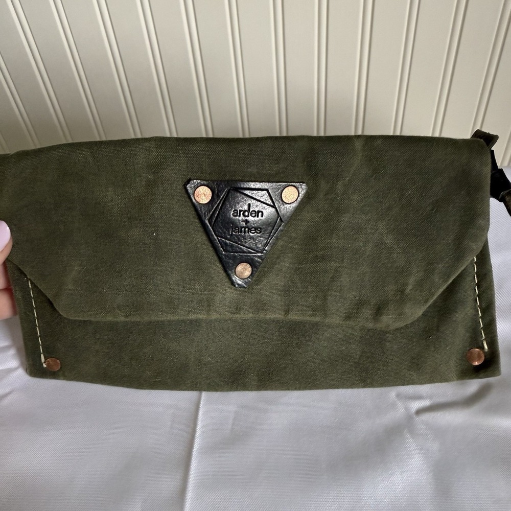 Arden + James Wagoneer Mini Green Waxed Canvas Leather Crossbody Bag Purse